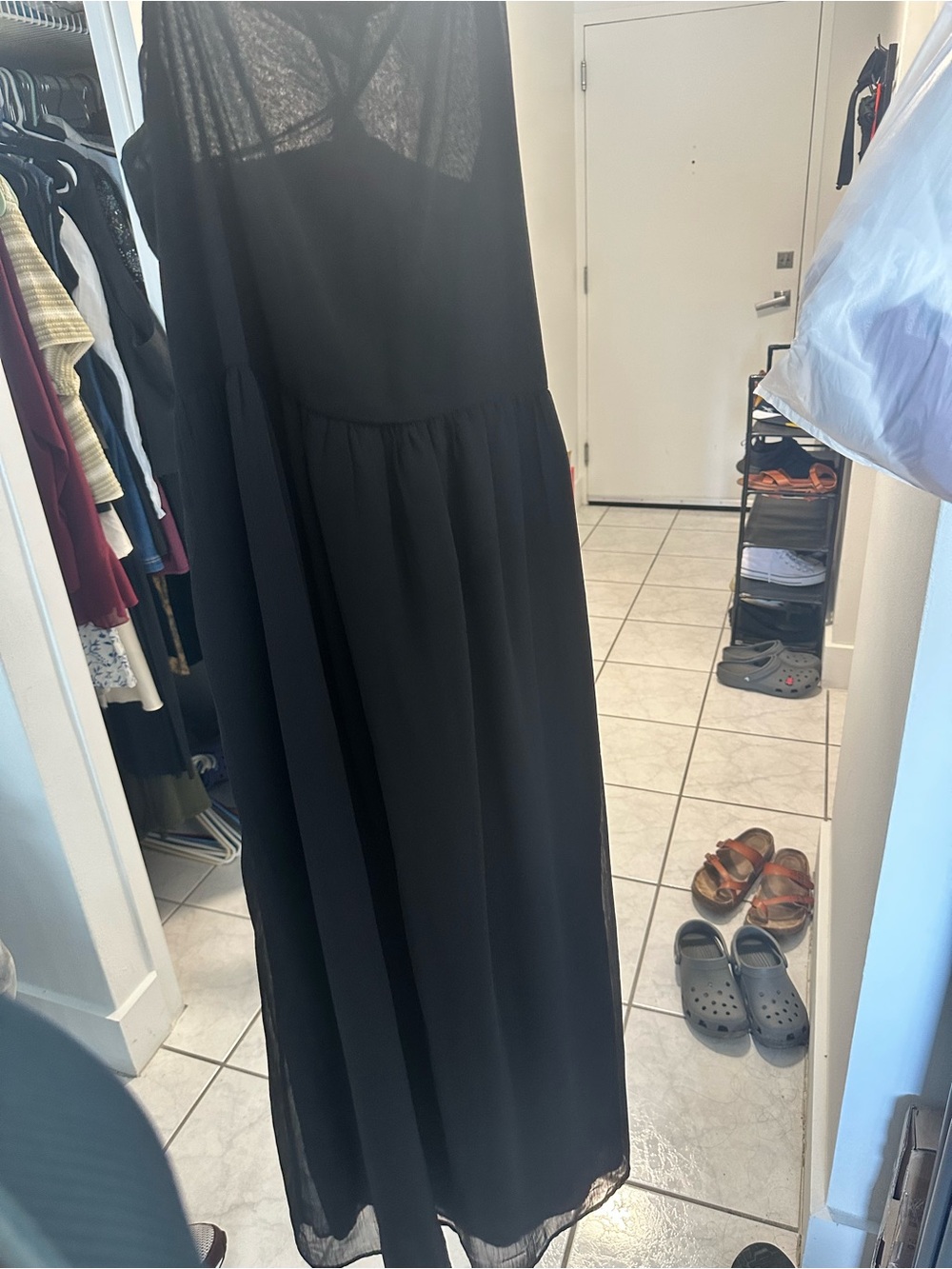 Old Navy Black Maxi Dress with asymmetric neckline